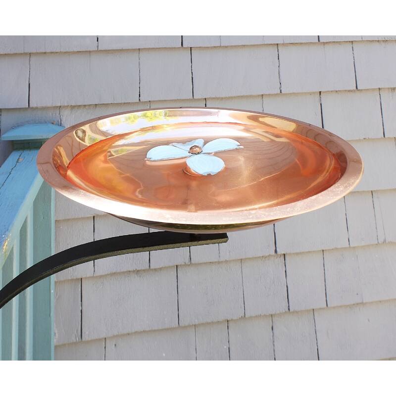 Achla Designs Dogwood Garden Birdbath w/Wall Mount Bracket, 12 Inch Wide, Copper Plated and Colored Patina Finish