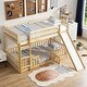 preview thumbnail 2 of 11, Twin Over Twin Floor Bunk Bed with Slide, Ladder, Door, Safety Guardrails