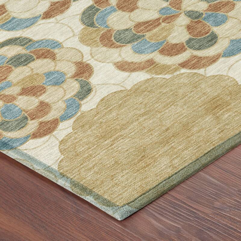 Machine Washable Indoor/ Outdoor Mosaic Cluster Chantille Rug