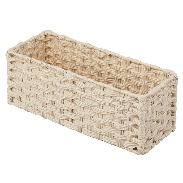 mDesign Small Woven Toilet Tank Bathroom Storage Basket 6 X 15 Bed