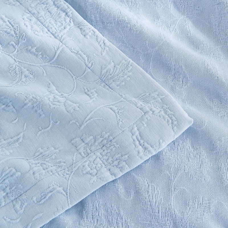 Royel Matelasse Embroidery Cotton Quilt & Coverlet Set Blue