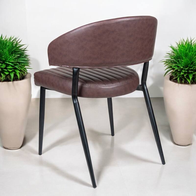 5-Piece Contemporary Dining Set, 4 Faux Leather Chairs with Metal Legs + rectangular Dining Table for Kitchen or Dining Room