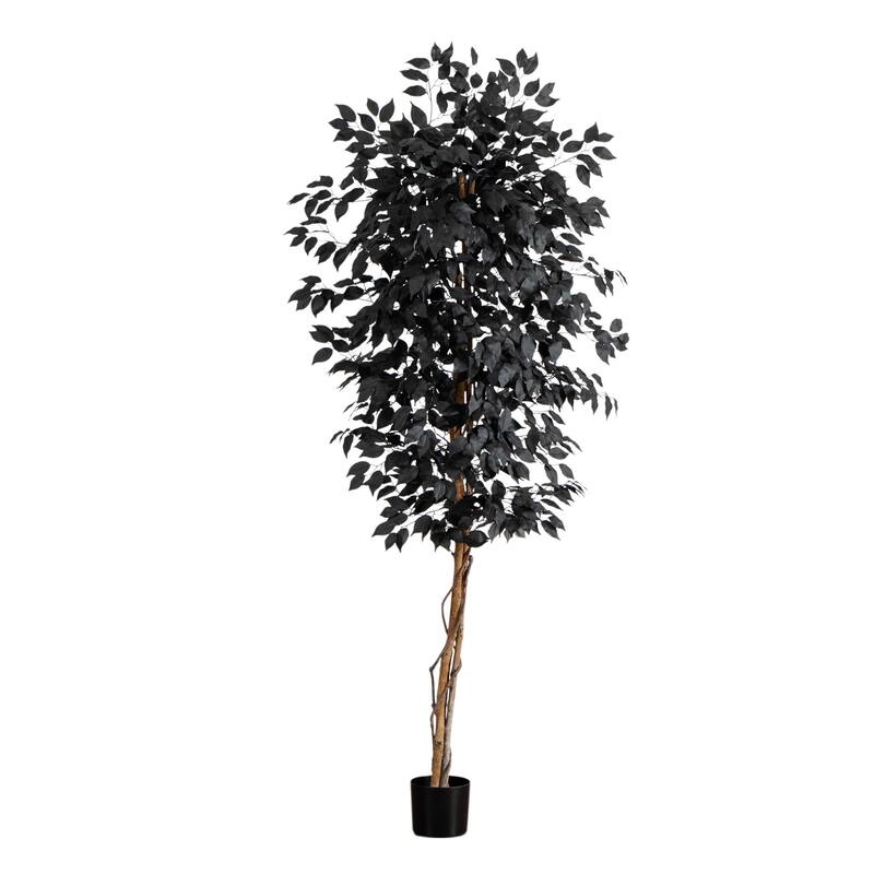 Black Ficus Artificial Halloween Potted Tree - 6' - Unlit
