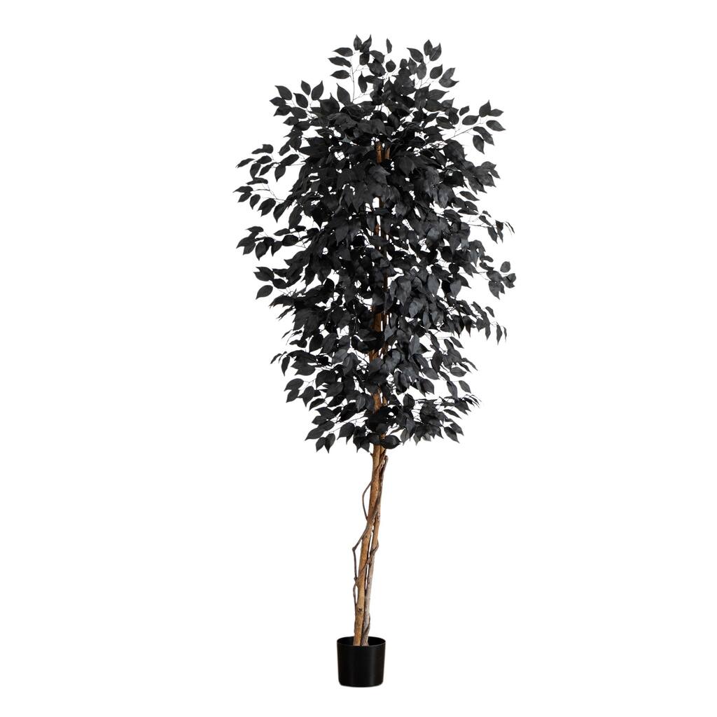 Black Ficus Artificial Halloween Potted Tree - 6' - Unlit