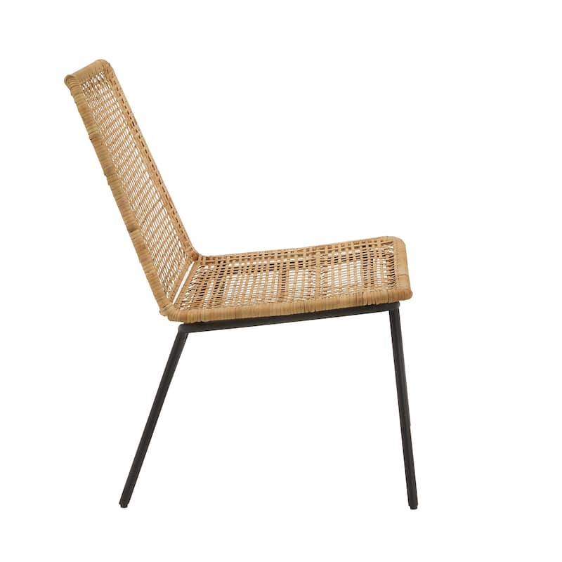 Giethoorn 27.16" Wide Natural Curved Rattan Chair with Black Metal Frame by iNSPIRE Q Modern
