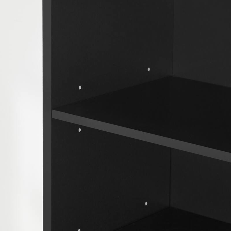 Anmytek Black Bookcase,Storage Cabinet,Adjustable shelf 8-layer storage Vertical Storage