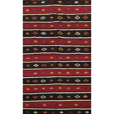 Hand Woven Oriental 100% Wool Carpet Southwestern Tribal Red Kilim Area Rug - 10' 2'' X 5' 10''
