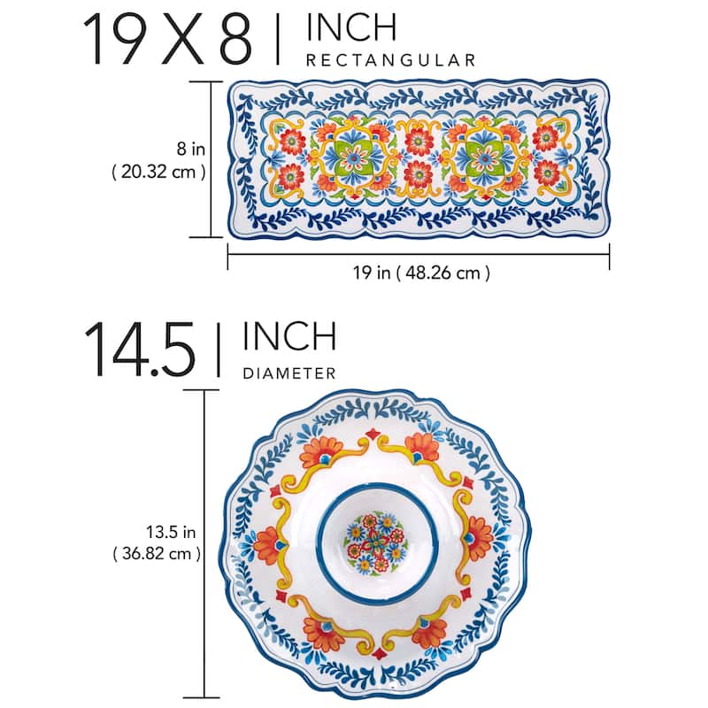 Certified International Flores Melamine 2-piece Appetizer Serving Set