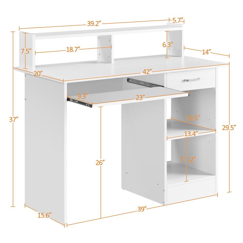 Yaheetech Computer Desk Desktop Table with Storages and Keyboard Tray