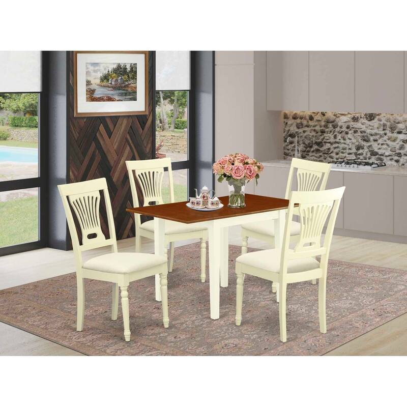 5-Piece Buttermilk and Cherry Solid Wood Top - Dining Room Set - Seats 4