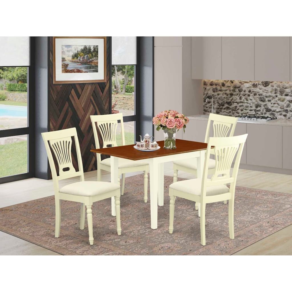 5-Piece Buttermilk and Cherry Solid Wood Top - Dining Room Set - Seats 4