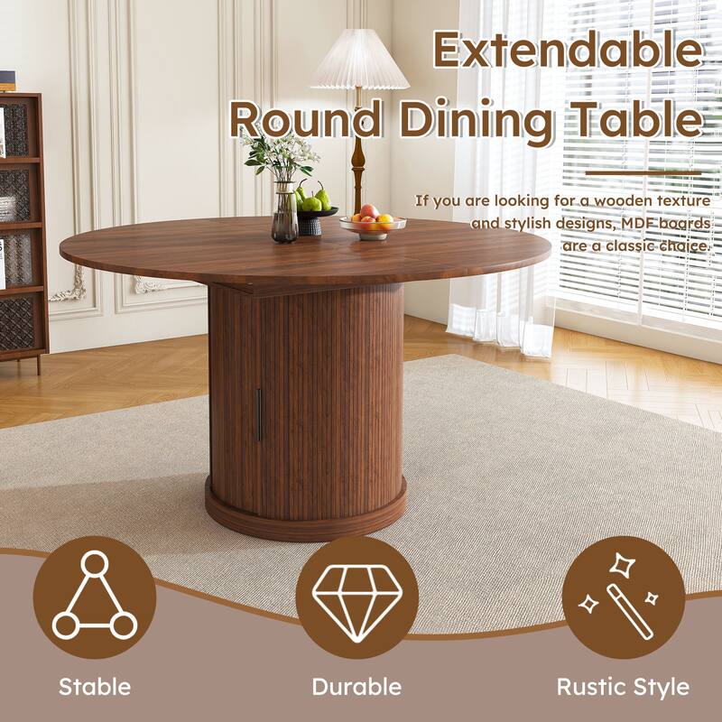 Dining Table with 2-Tier Storage for 4-6, Extendable Home Office Table, Kitchen Table with Drawer