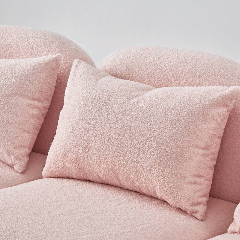 Teddy Fabric Three-Seat Lazy Sofa for Living Room