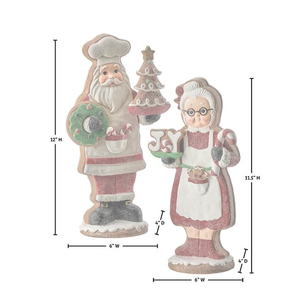 11-12" Resin Santa and Mrs Claus Sweets Set of 2
