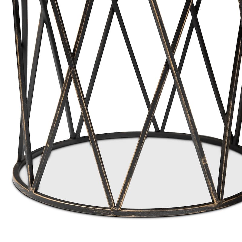 Finnick Modern Industrial Metal End Table-Antique Black