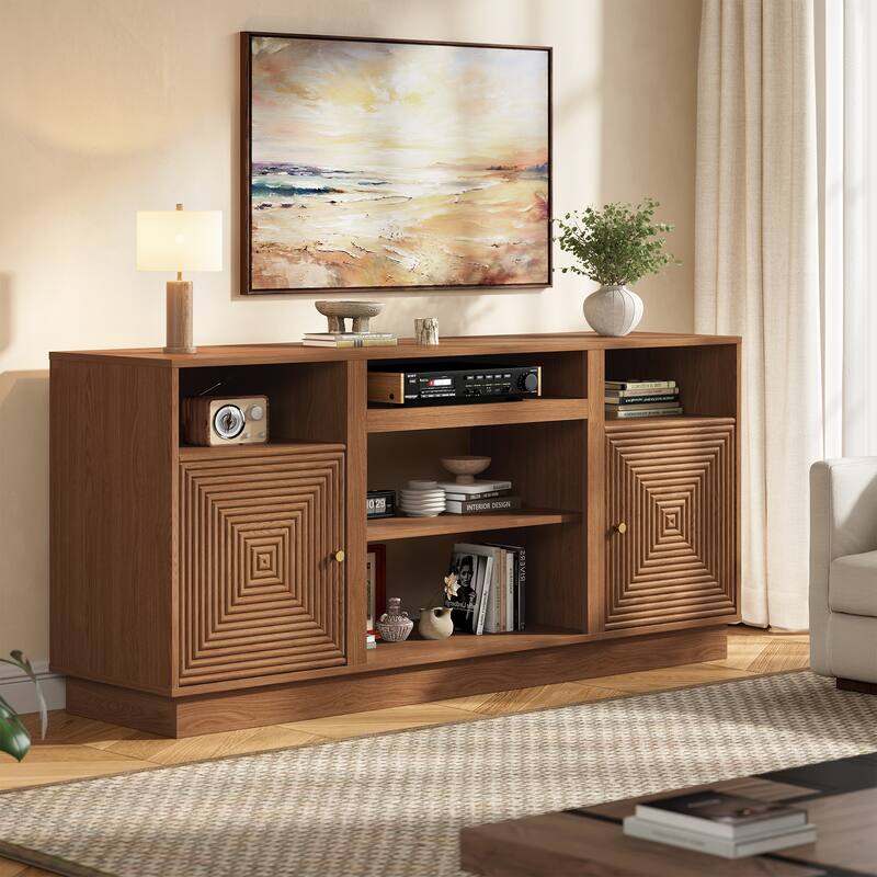 59'' TV Stand for TVs Up to 65'' with Storage and Adjustable Shelves - n/a