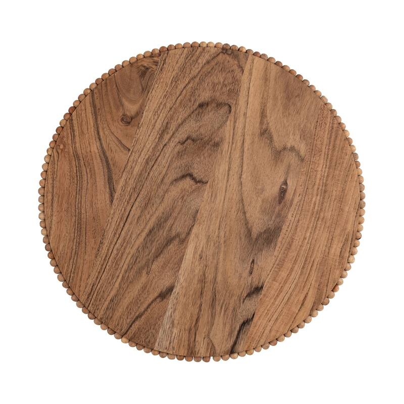 Acacia Wood Beaded Plate 15.75"Dia