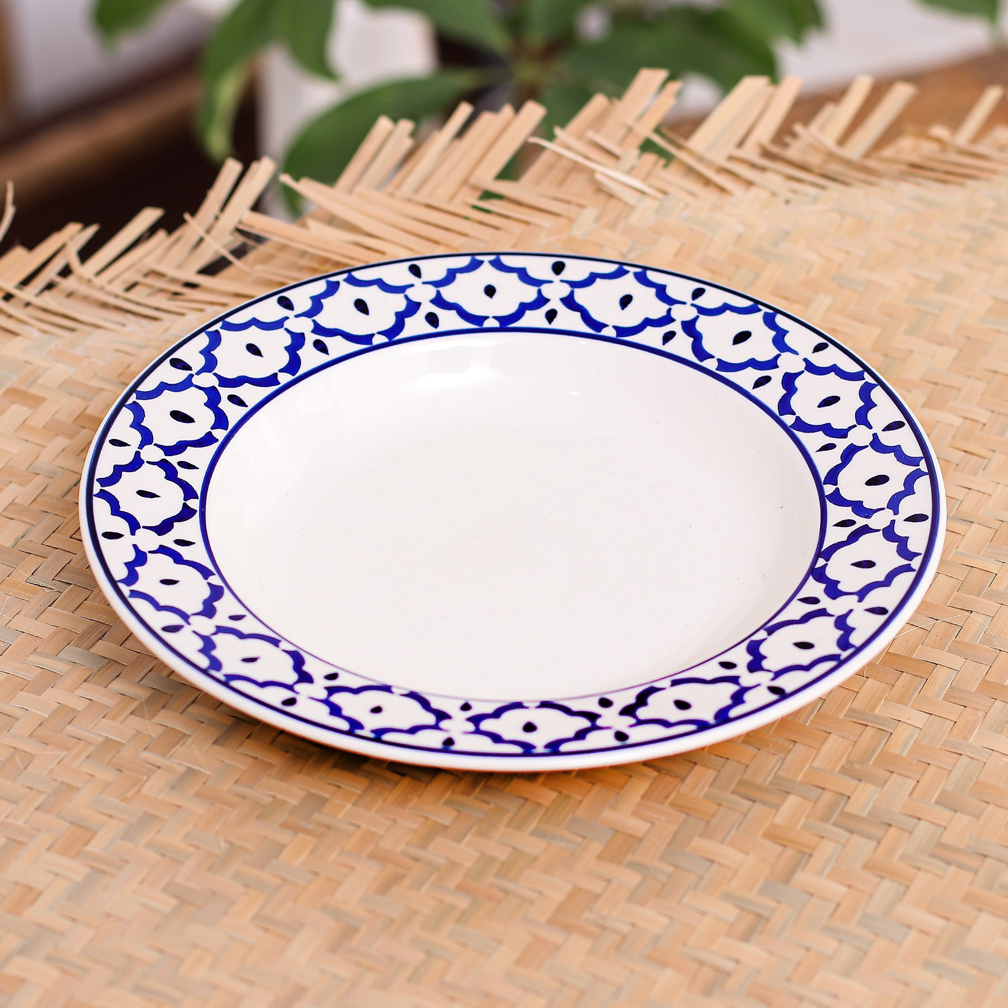 Novica Handmade Blue Pineapple Ceramic Luncheon Plate Bed Bath