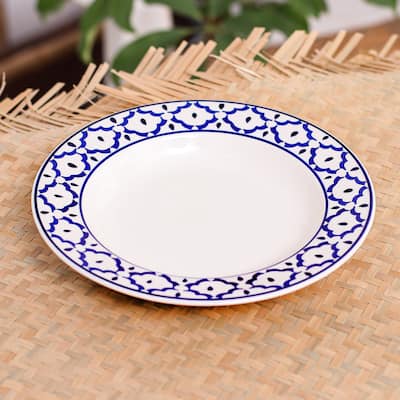 Novica Handmade Blue Pineapple Ceramic Luncheon Plate