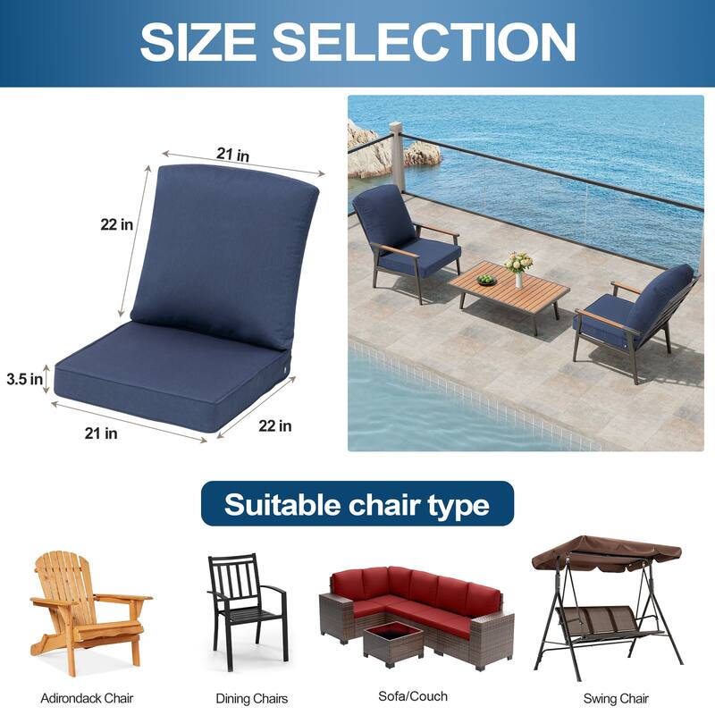 Pellebant 22 x 21 x 3.5 in Patio Deep Seat Chair Outdoor Cushion Set