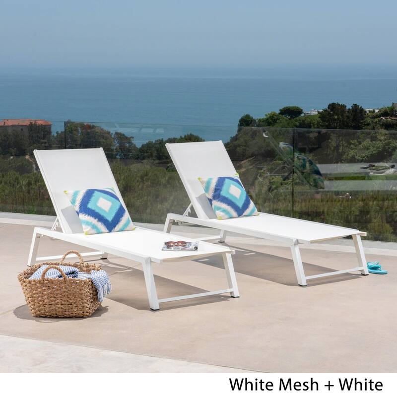 Outdoor aluminum frame mesh chaise lounge chair