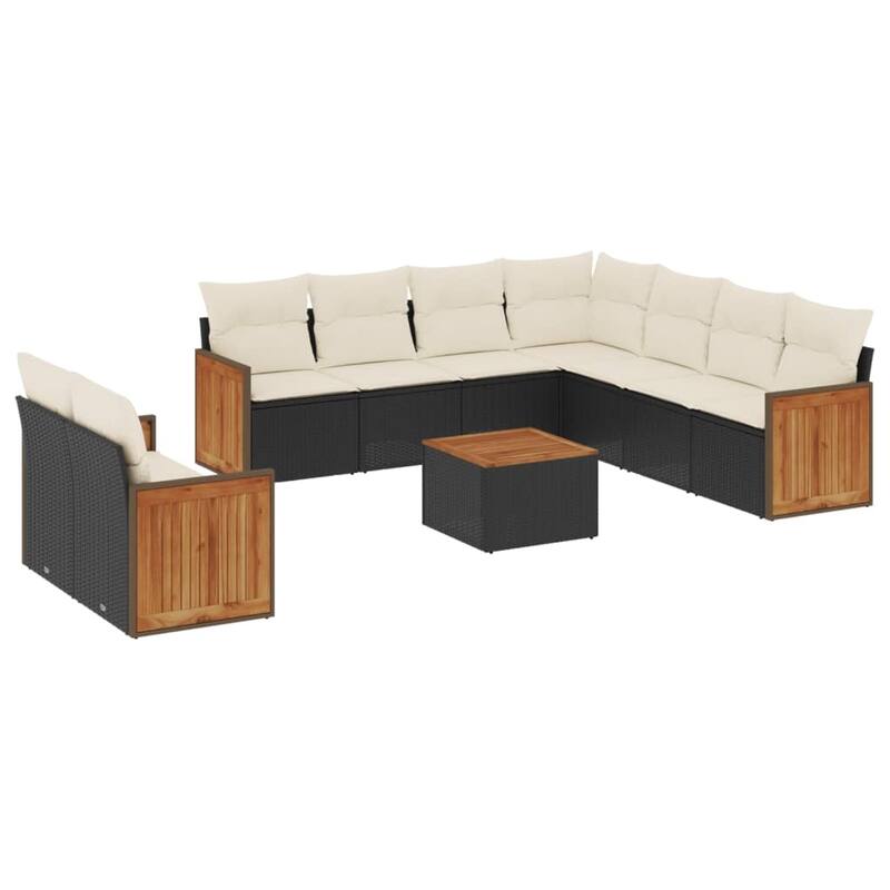 vidaXL Patio Sofa Set with Cushions Outdoor Conversation Furniture Poly Rattan