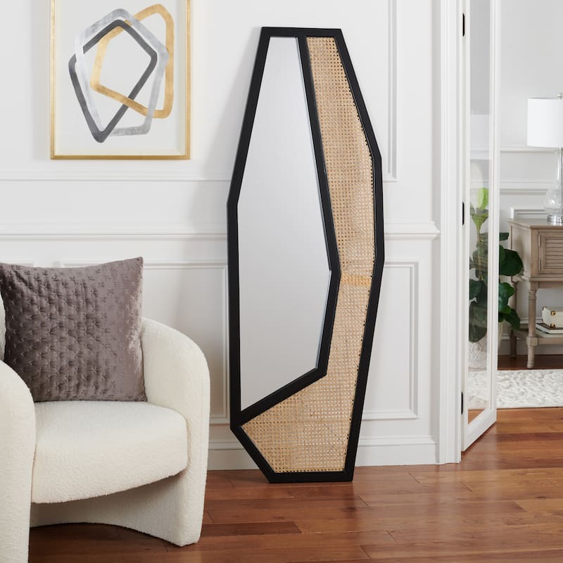 SAFAVIEH Jalen 24" Mirror - 24" W x 1" D x 68" H - Black/Natural