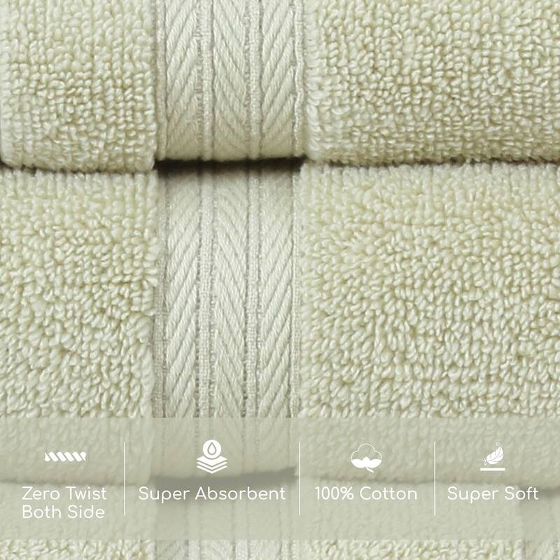 Home Weavers Elegance Essentials 550GSM Cotton Zero Twist Super Absorbent Hand Towel Set of 4