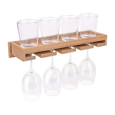 Teak Wineglass Rack with Shelf - 17-1/2" W x 2-1/2" H x 5" D