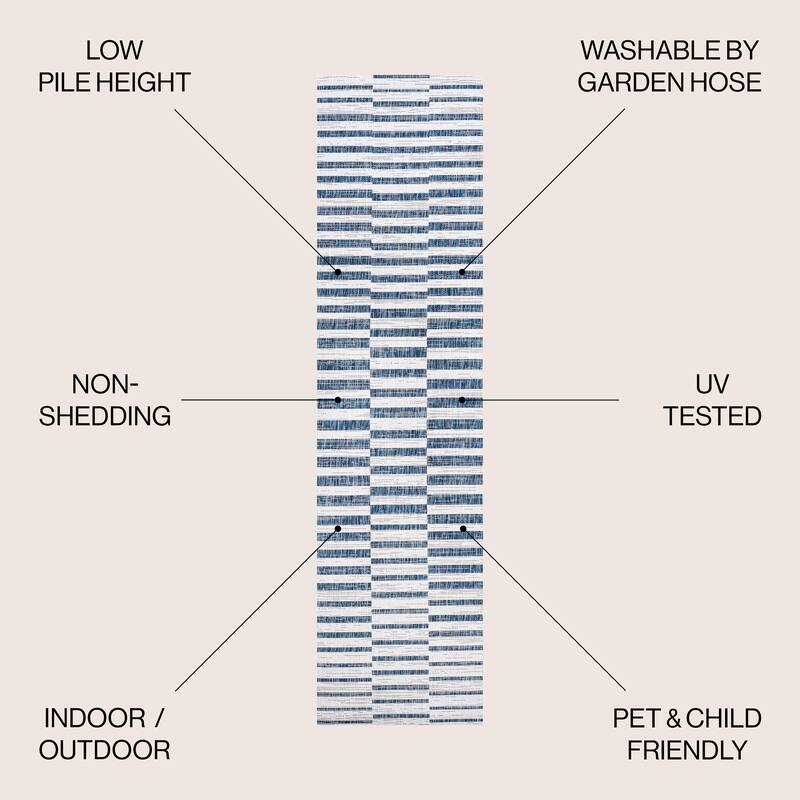JONATHAN Y Grid Modern Offset Stripe Indoor/Outdoor Area Rug