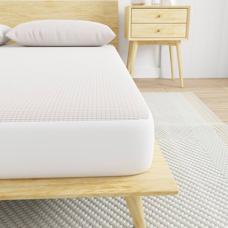 All-in-One Copper Infused Fitted Mattress Protectors and Pillow Protectors - EACH SOLD SEPRATELY - White/Copper