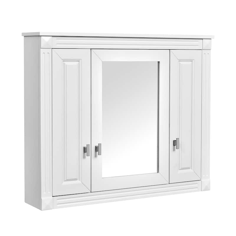Roomfitters Wall Cabinet with Mirror, Medicine Cabinet with 4 Shelves, Mirrored Door Over Toilet Storage Unit, White