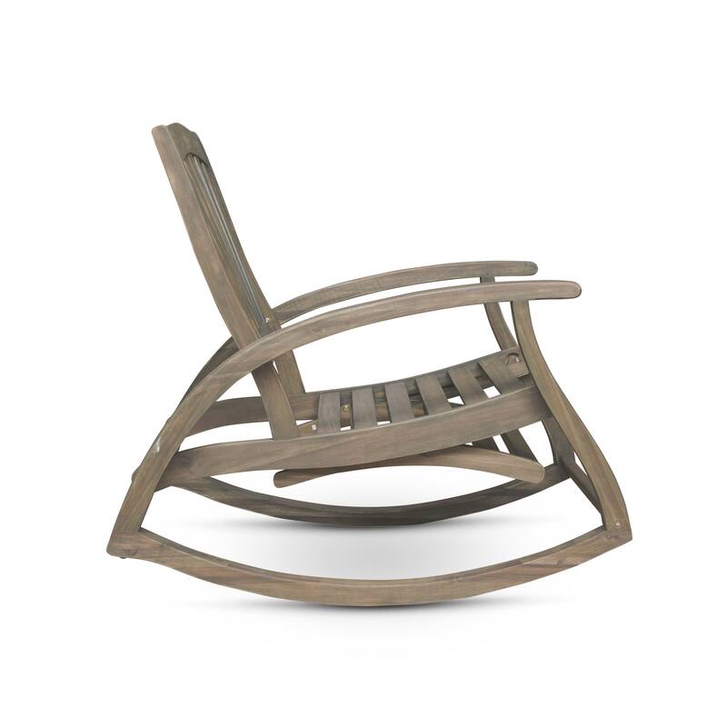 Cusp Barn Acacia Wood Design Resistant Reclining Rocking Chair, Retractable Footrest With Rocking Feature