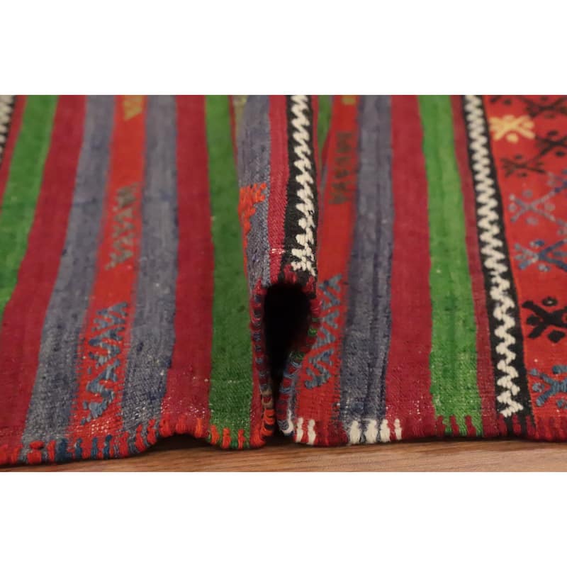 Hand Woven Oriental 100% Wool Carpet Southwestern Tribal Multi-Colored Kilim Area Rug - 9' 6'' X 6' 1''