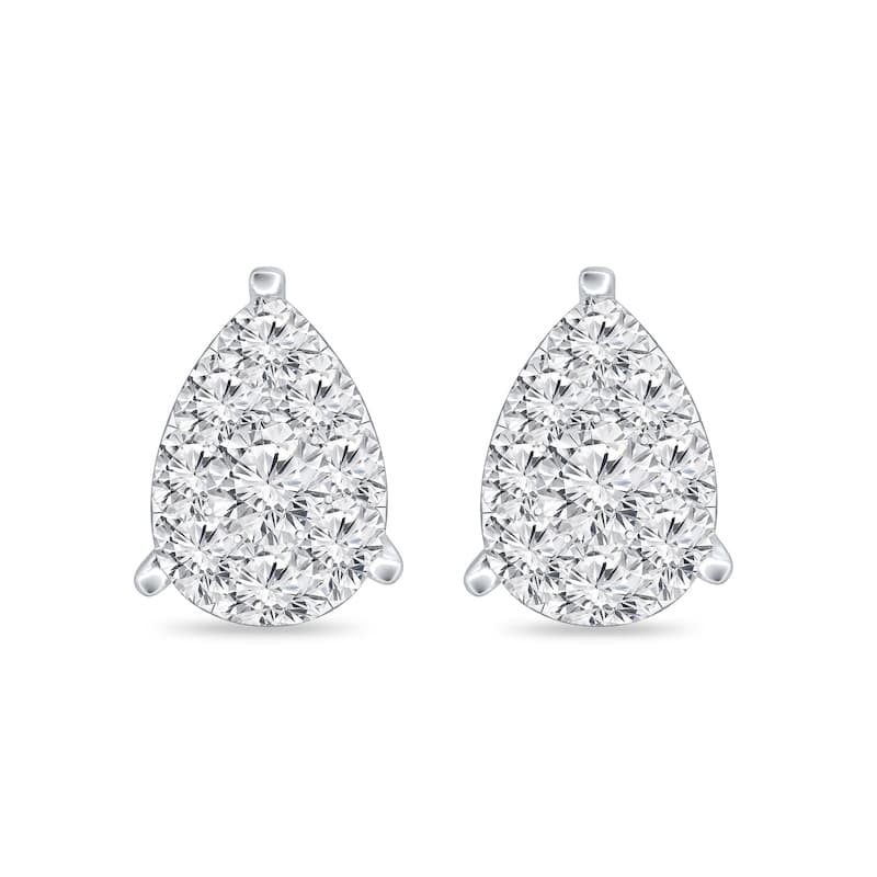 Auriya 14k Gold 1/2ctw Teardrop Pave Diamond Stud Earrings (H-I, I1-I2)