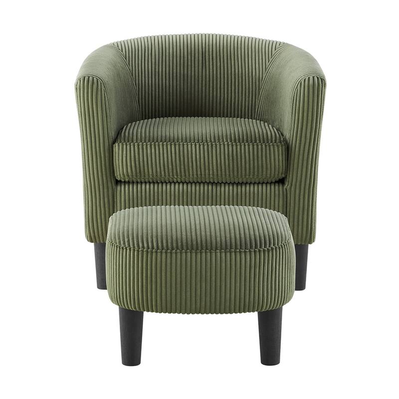 Modern Fabric Upholstered Accent Chair with Ottoman Foot Rest