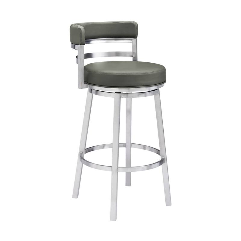Madrid Modern Swivel Bar Stool, Upholstered Counter Height Chair with Metal Frame