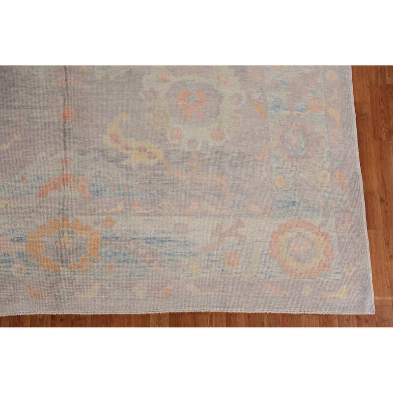 Hand Knotted Oriental 100% Wool Carpet Transitional All-Over Purples Oushak Area Rug - 11' 5'' X 9' 0''