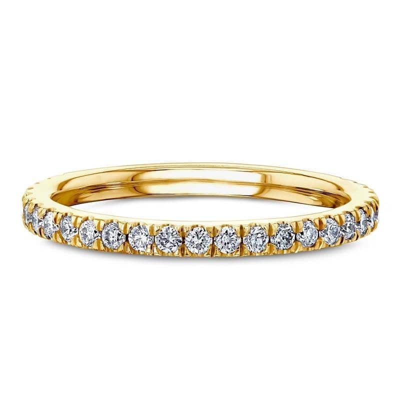 Kobelli 0.4 Carat Lab Grown Diamond 14k Solid Gold Pavé Near Eternity Comfort Fit Bara Ring (DEF/VS) - 6 - Yellow