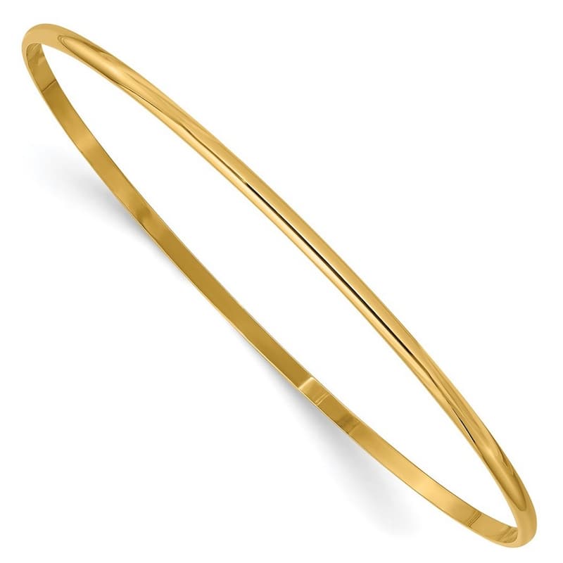 Curata 14k Yellow Gold Solid 2mm Polished Half-Round Slip-On Bangle Bracelet