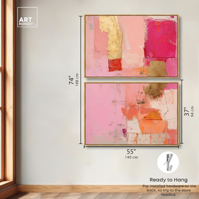 Petal Patchwork I Canvas Set of 2 by Art Remedy