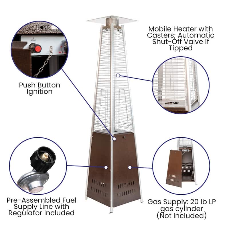 Outdoor Patio Heater - 7.5 Feet Round Steel Patio Heater - 42,000 BTU's