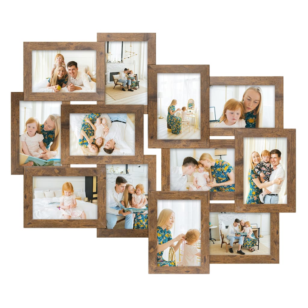 HELLO LAURA Modern Stylish 12-Opening Puzzle Photo Collage Wall Frame