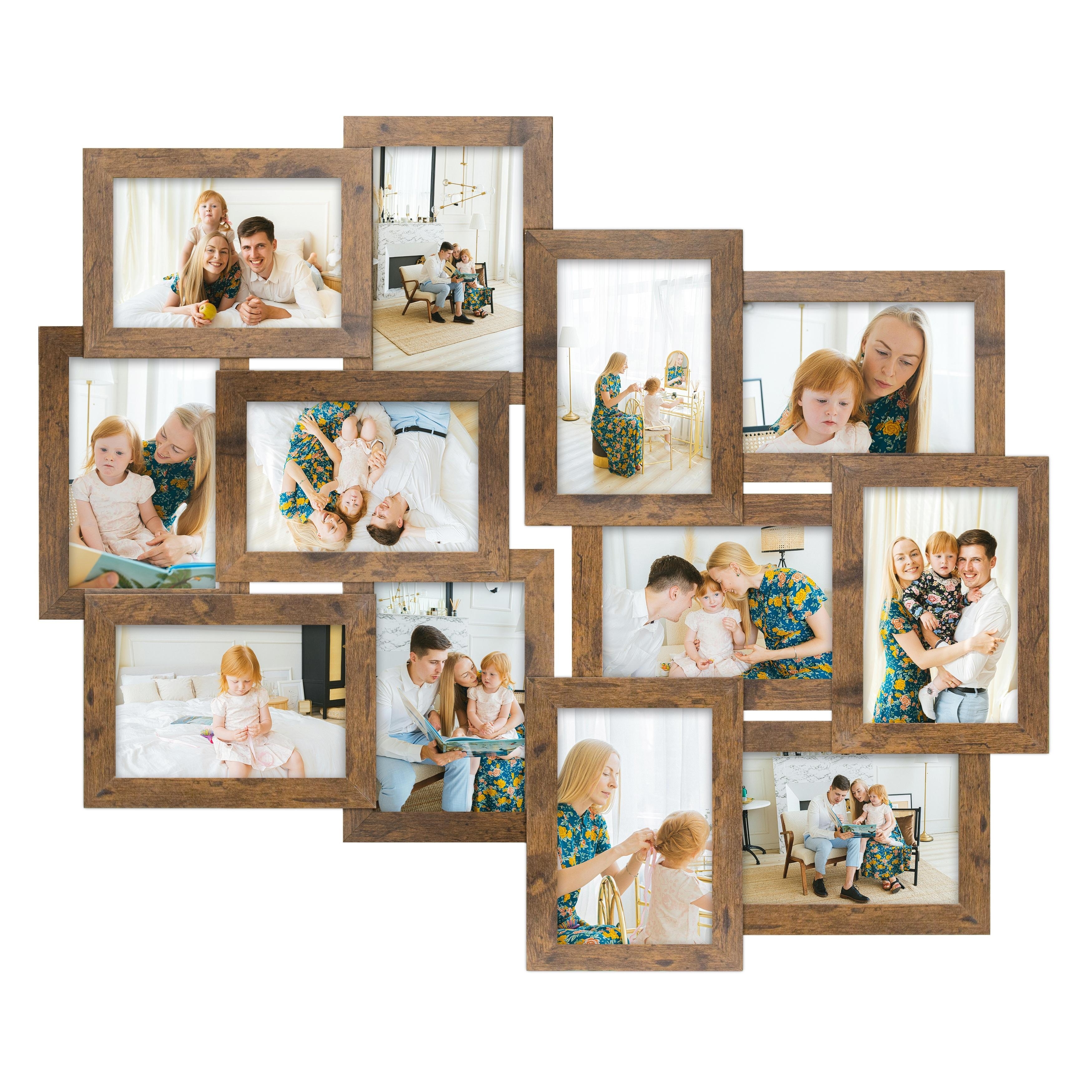 HELLO LAURA Modern Stylish 12-Opening Puzzle Photo Collage Wall Frame