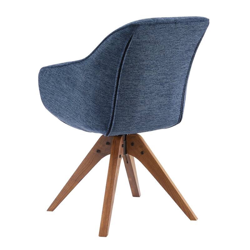 HomeRoots 23" Blue Fabric And Natural Swivel Accent Arm Chair - 23.03