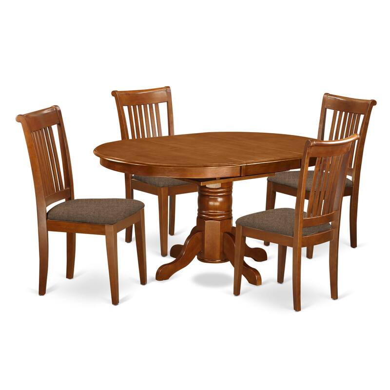 East West Furniture 5 Piece Dining Room Table Set Includes an Oval Kitchen Table and Dining Chairs, Saddle Brown (Seat Options)