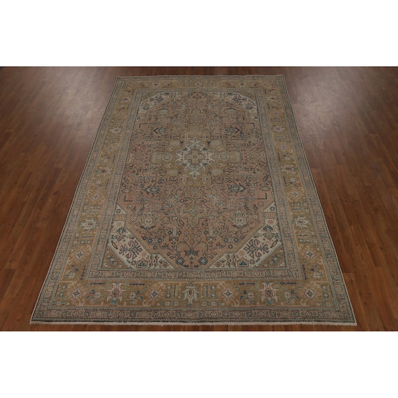 Geometric Tabriz Persian Area Rug Handmade Wool Carpet - 6'5" x 9'7"