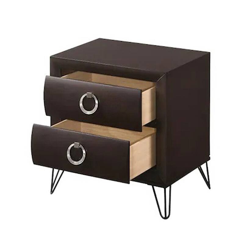2 Drawers Nightstand with Ring Pulls