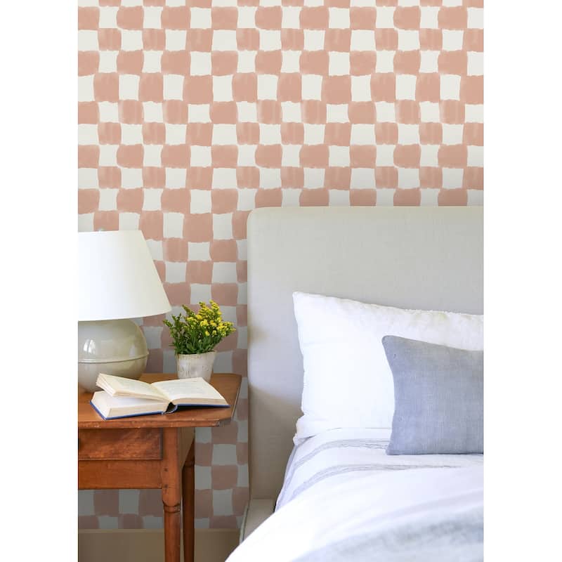 Mr. Kate Tess Watercolor Checker Terracotta Peel and Stick Wallpaper