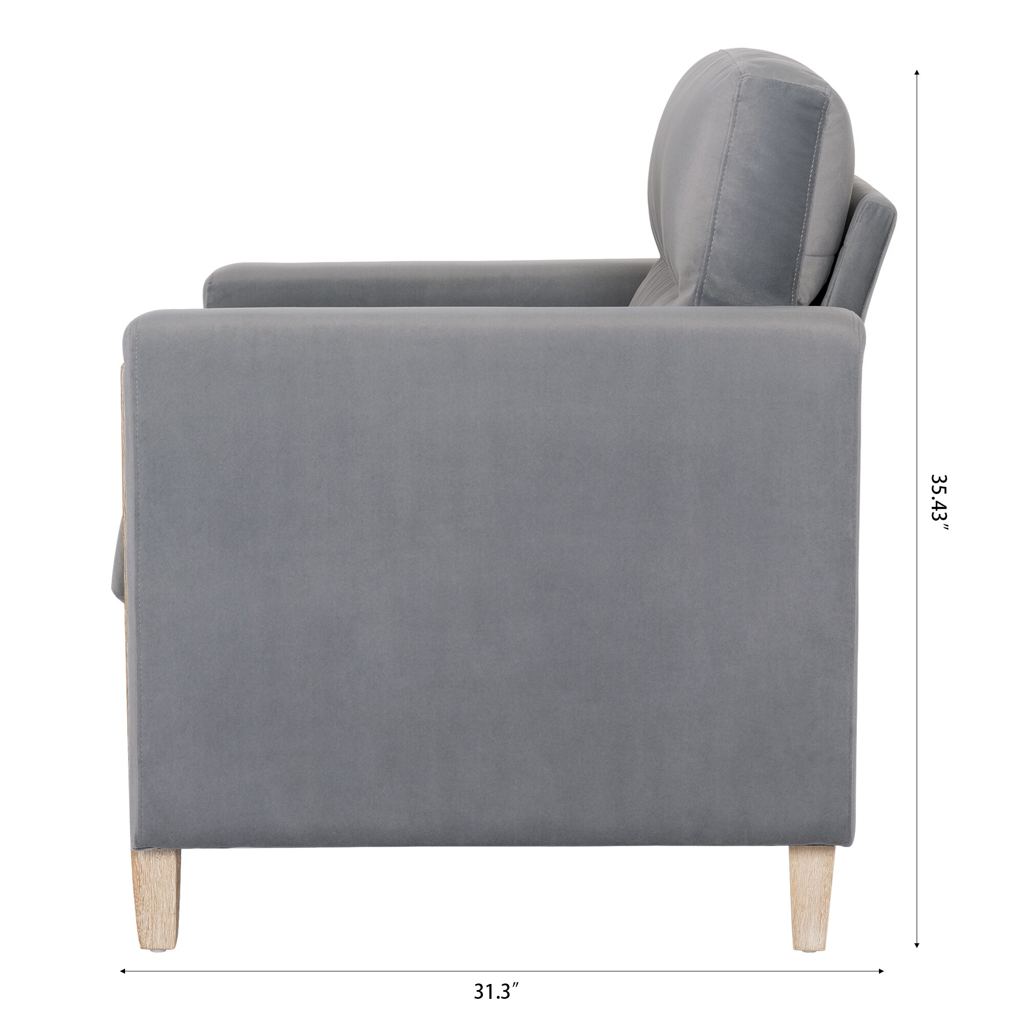 1 Seater Sofa Modern Single Sofa Chair Upholstered Armrest Small Sofa with Wood Legs for Living Room Bedroom